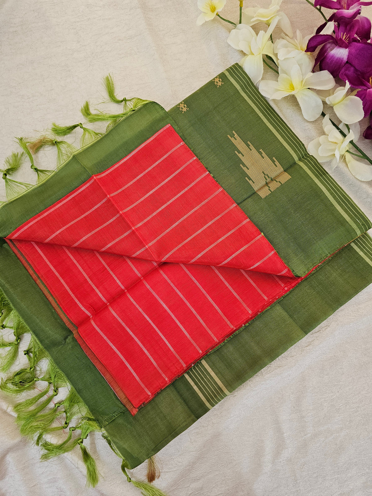 Red with Green Chinnalampattu Saree