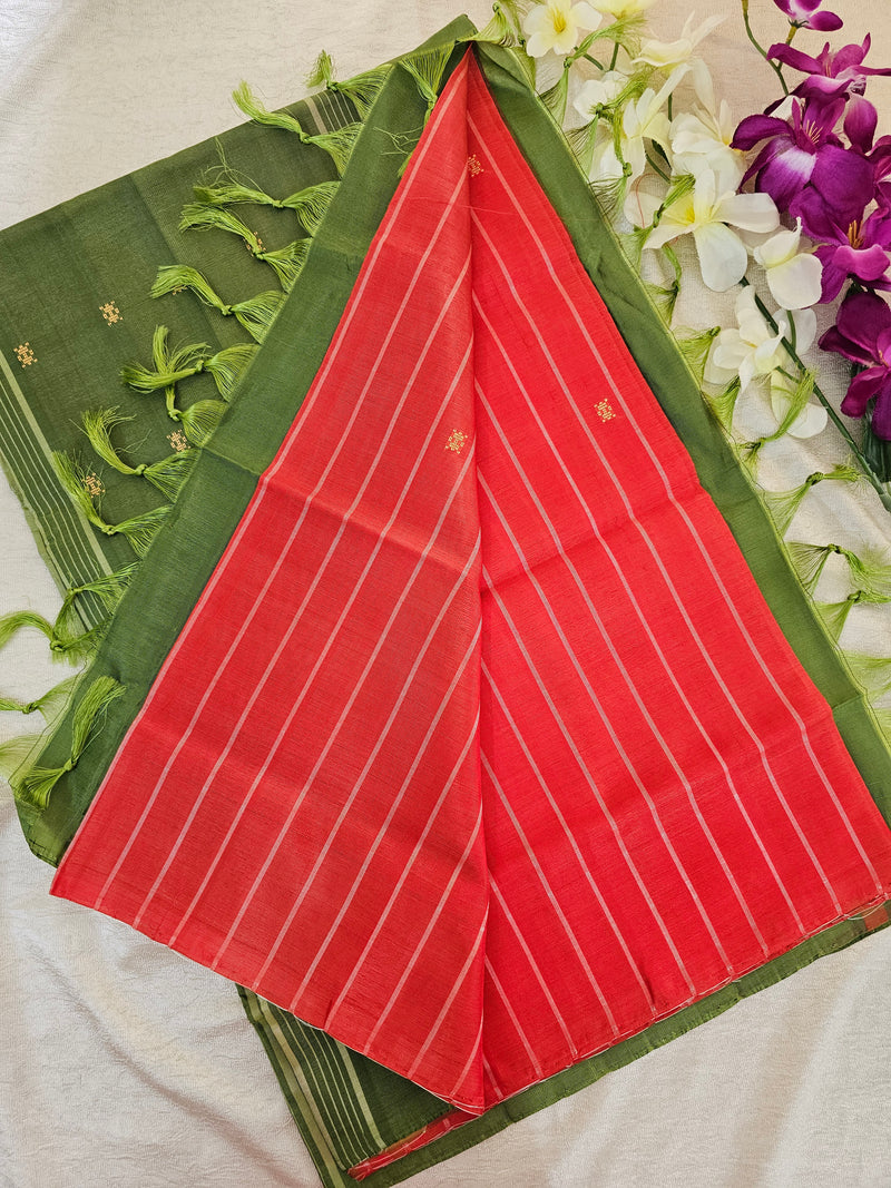 Red with Green Chinnalampattu Saree