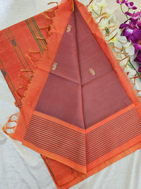 Maroon with Orange Border Chinnalampattu Saree