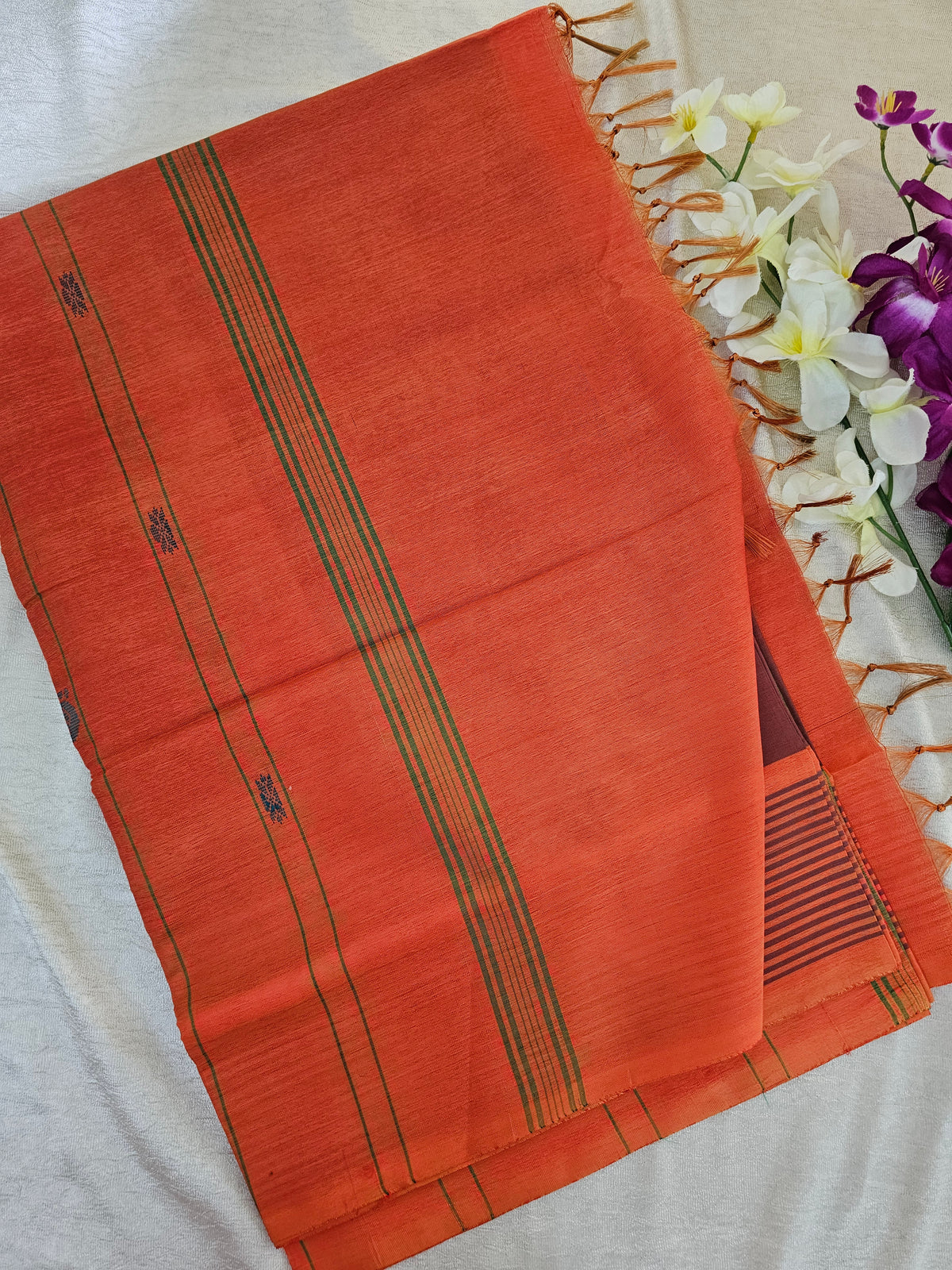 Maroon with Orange Border Chinnalampattu Saree