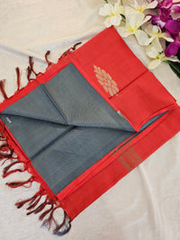 Grey with Red Chinnalampattu Saree