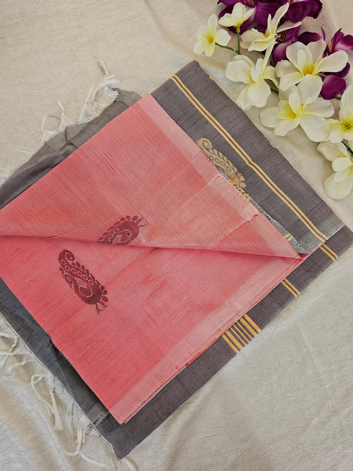 Pastel Pink with Grey Chinnalampattu Saree