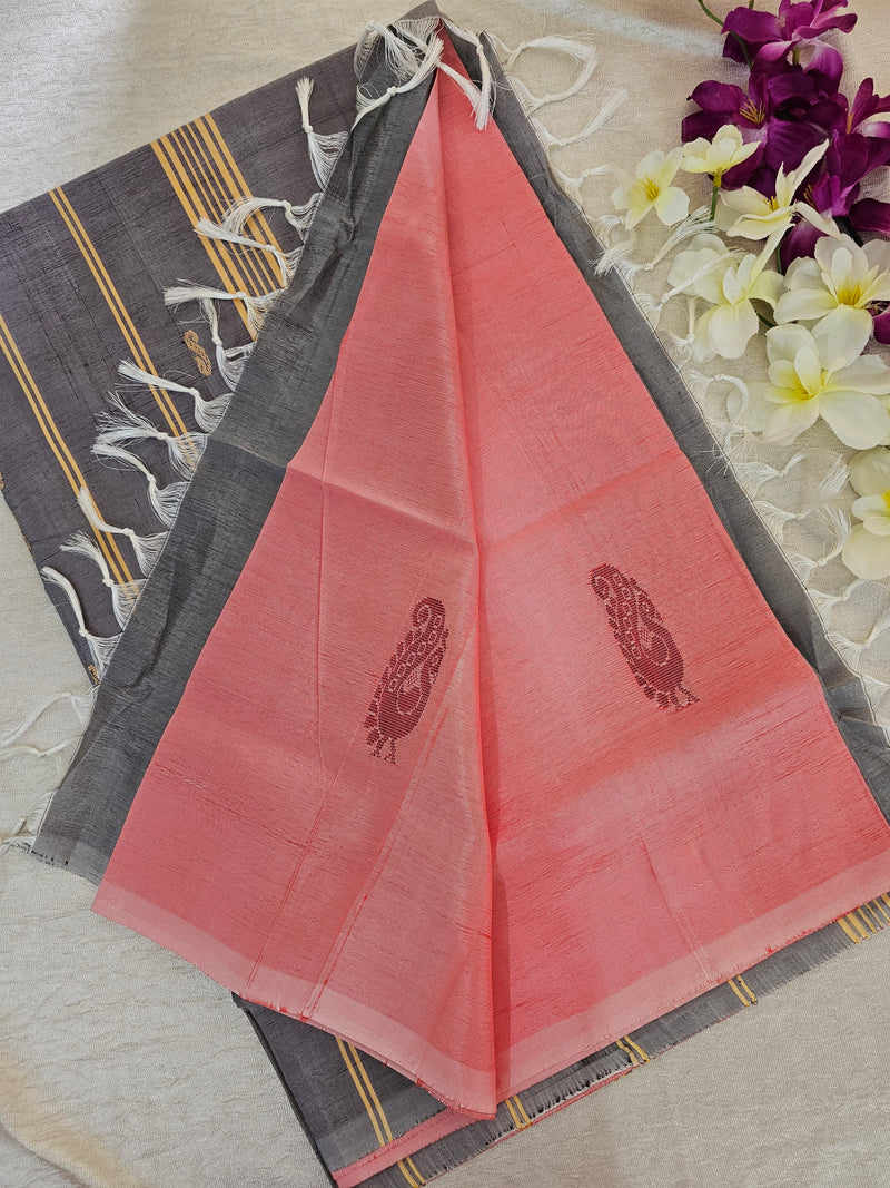 Pastel Pink with Grey Chinnalampattu Saree