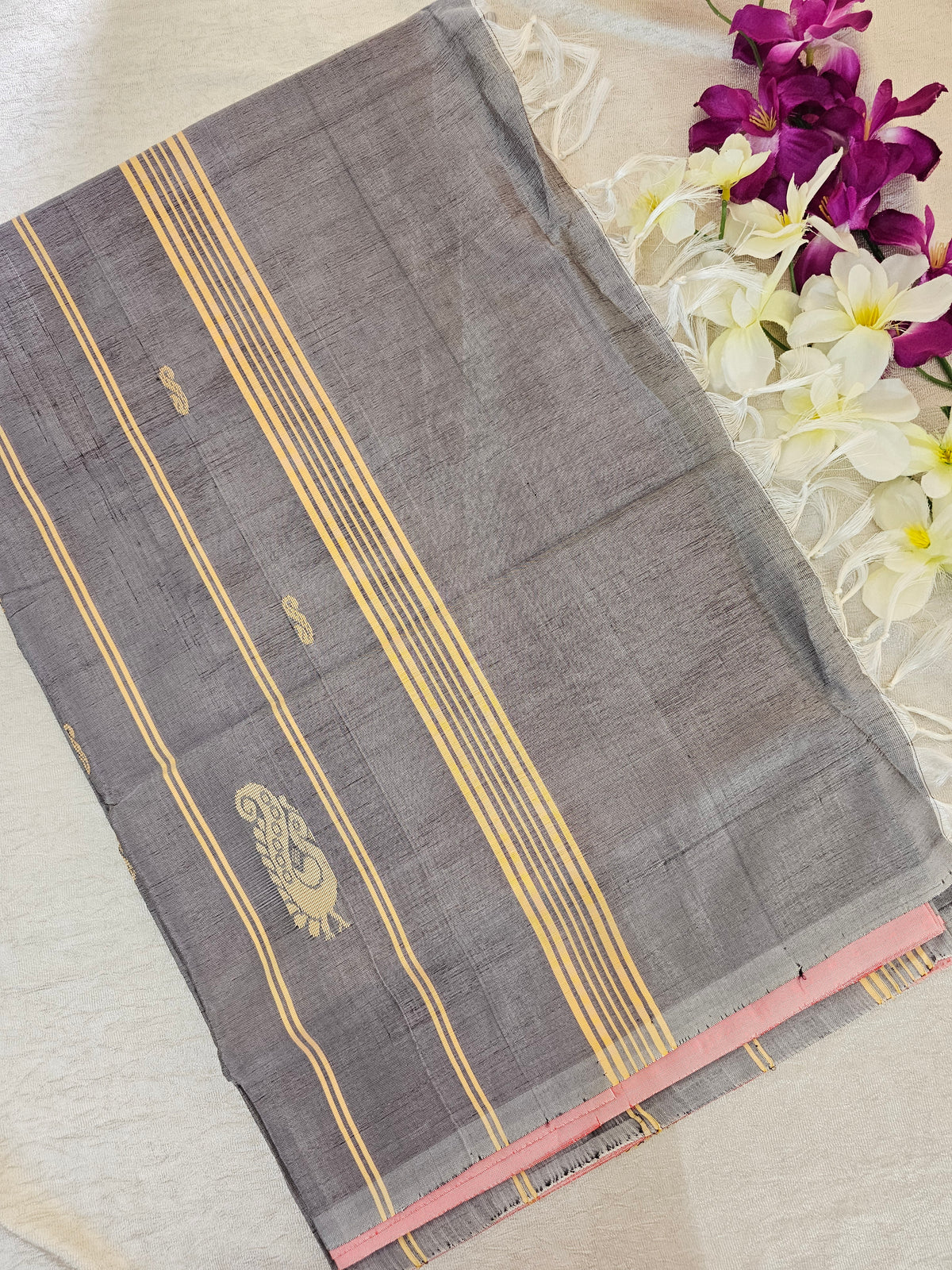 Pastel Pink with Grey Chinnalampattu Saree