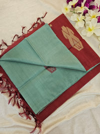 Sea Green with Marron Pallu Handwoven Chinnalampattu Saree