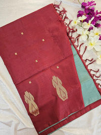 Sea Green with Marron Pallu Handwoven Chinnalampattu Saree