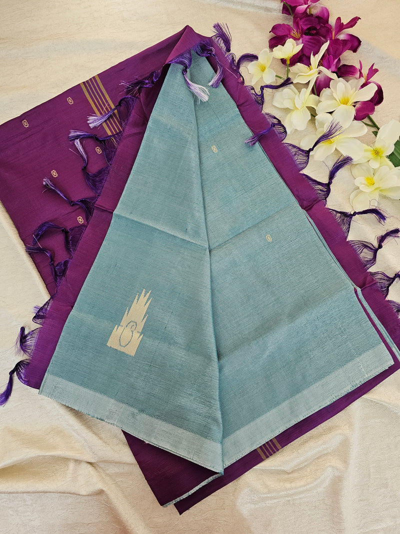 Sea Green with Purple Chinnalampattu Saree