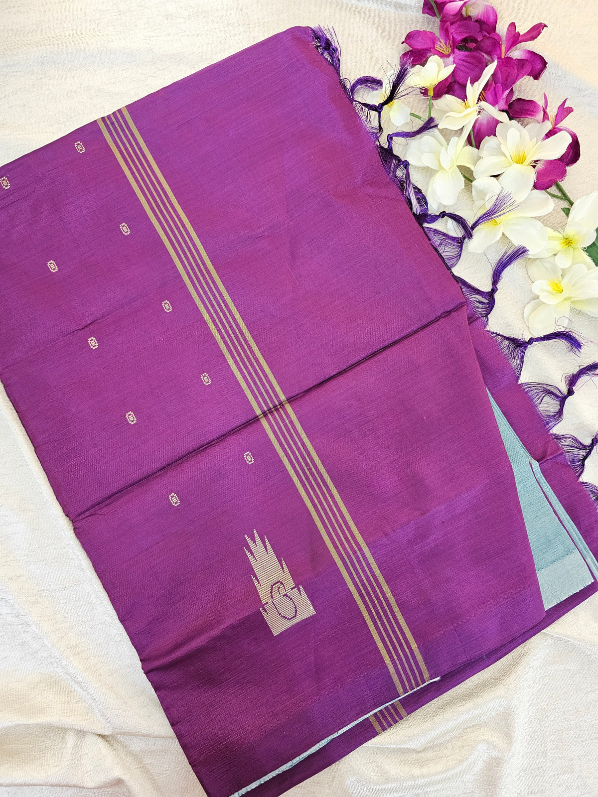 Sea Green with Purple Chinnalampattu Saree