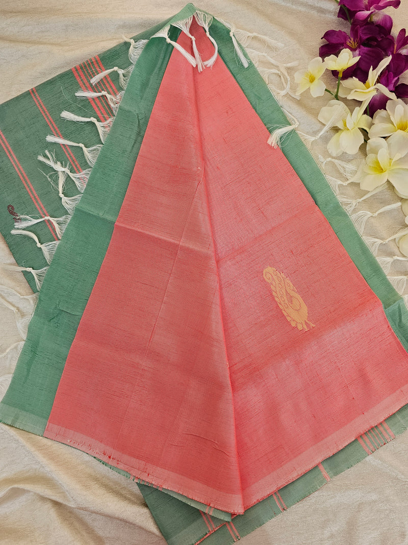 Pastel Pink with Green Chinnalampattu Saree