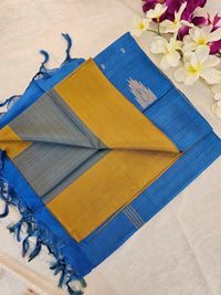 Golden Yellow with Blue Chinnalampattu Saree