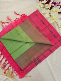 Green with Pink Pallu Handwoven Chinnalampattu Saree