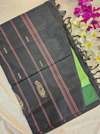 Green with Black Pallu Handwoven Chinnalampattu Saree