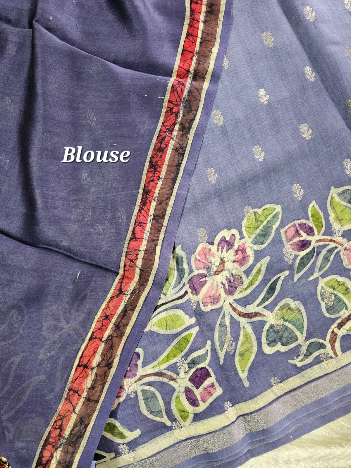 Pure Chanderi Butter Silk with Hand Paint and Zari Weaving Saree - Dark Lavender