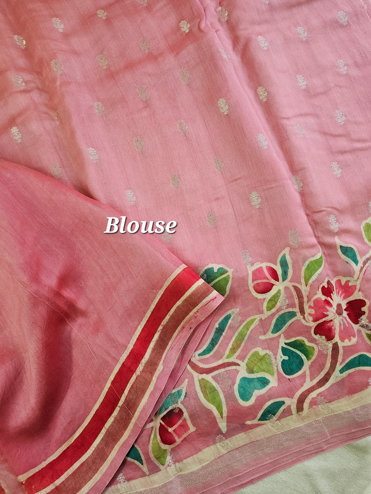 Pure Chanderi Butter Silk with Hand Paint and Zari Weaving Saree - Pink