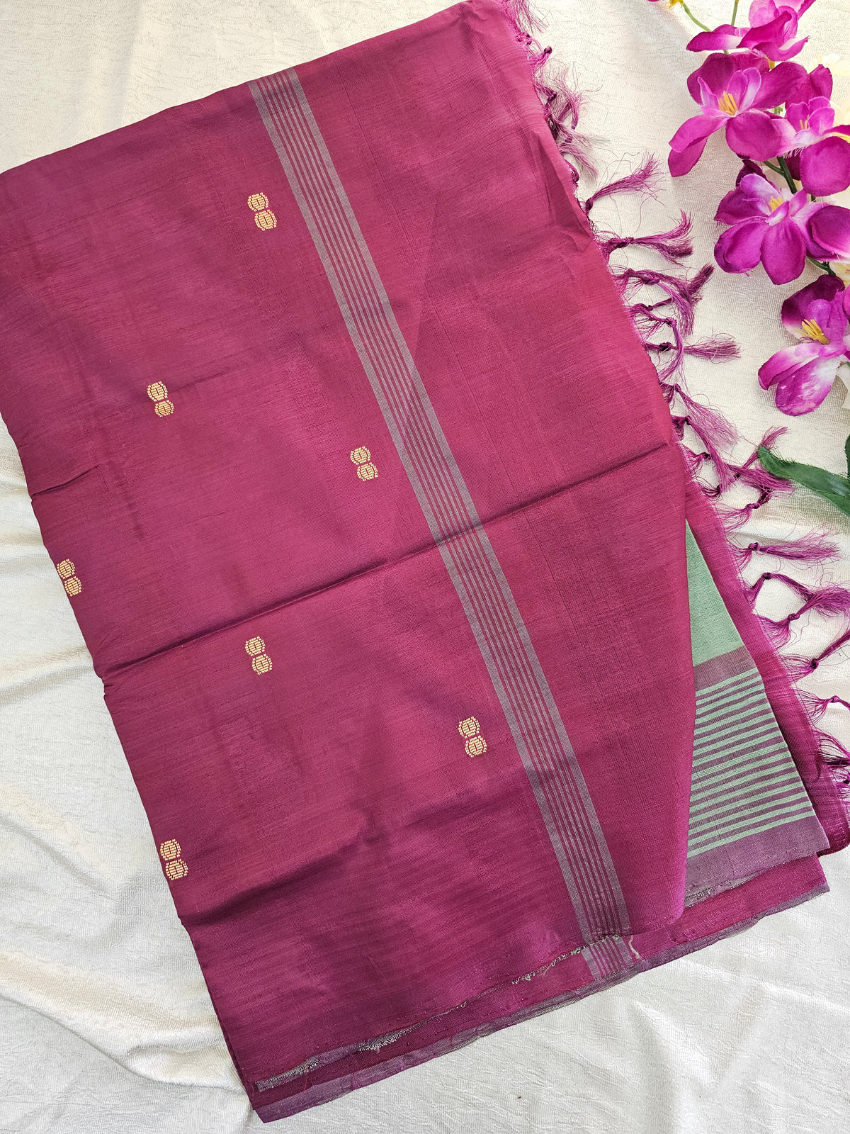 Green with Magenta Pink Chinnalampattu Saree