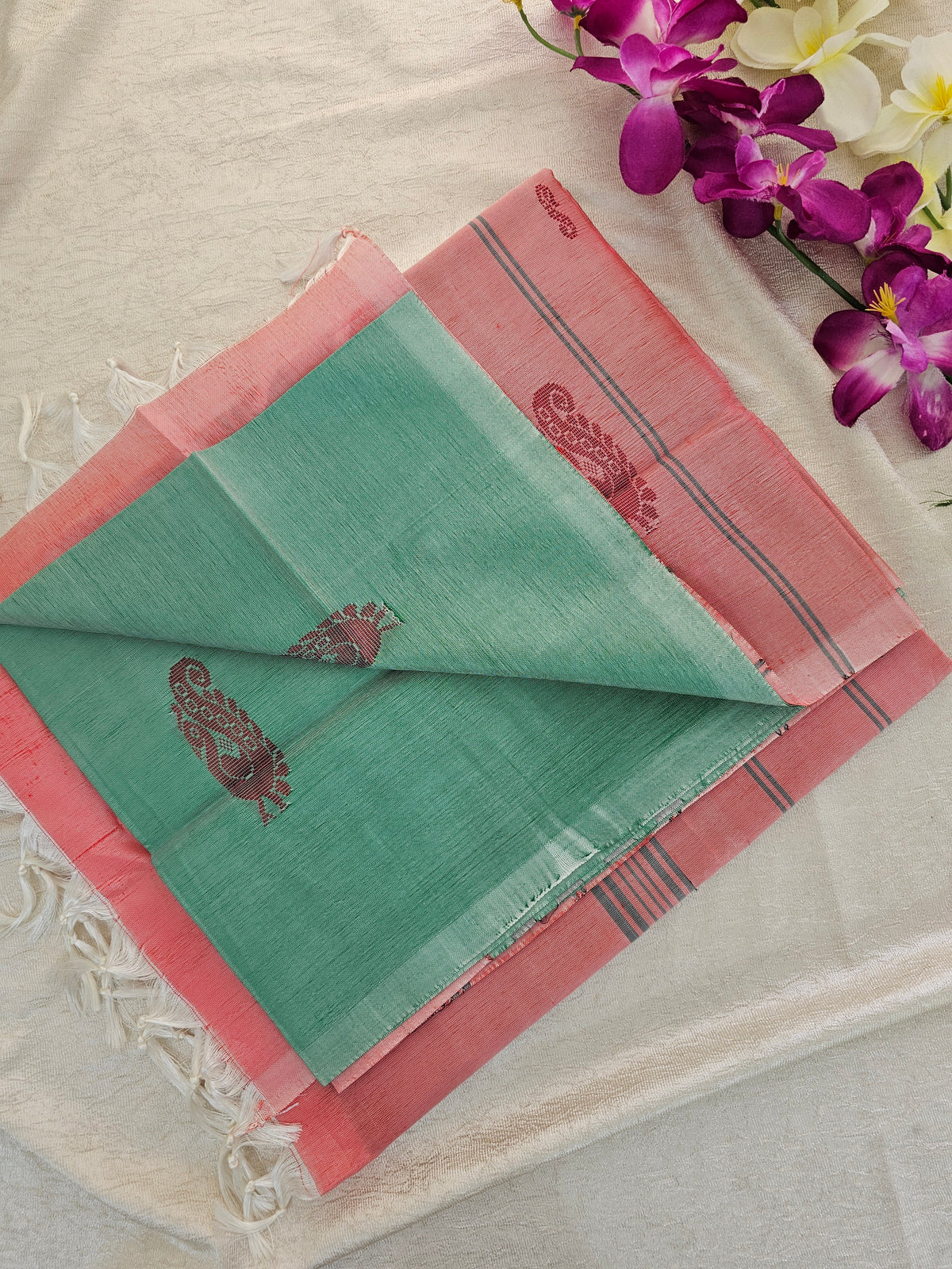 Pastel Green with Pink Chinnalampattu Saree