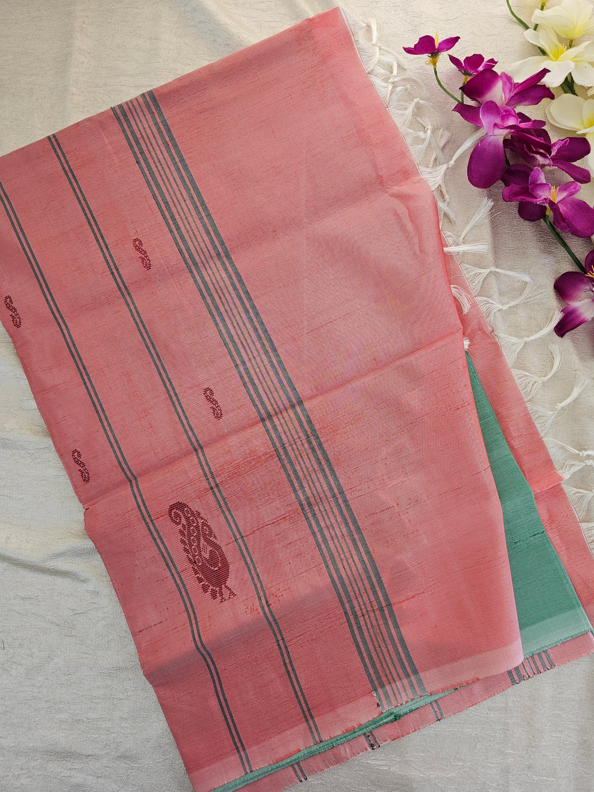 Pastel Green with Pink Chinnalampattu Saree