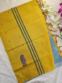 Sea Green with Mustard Yellow Chinnalampattu Saree