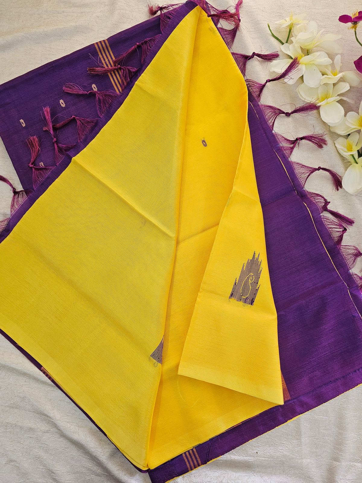 Yellow with Purple  Chinnalampattu Saree