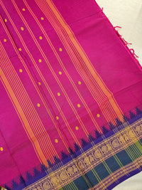 Kanchi Cotton Saree - Dark Pink with Violet