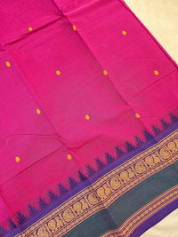 Kanchi Cotton Saree - Dark Pink with Violet