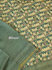 Pure Chanderi Butter Silk - Cream with Grey