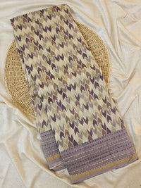 Pure Chanderi Butter Silk - Cream with Lavender