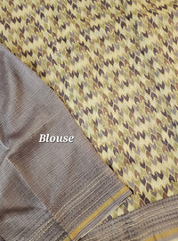 Pure Chanderi Butter Silk - Cream with Lavender