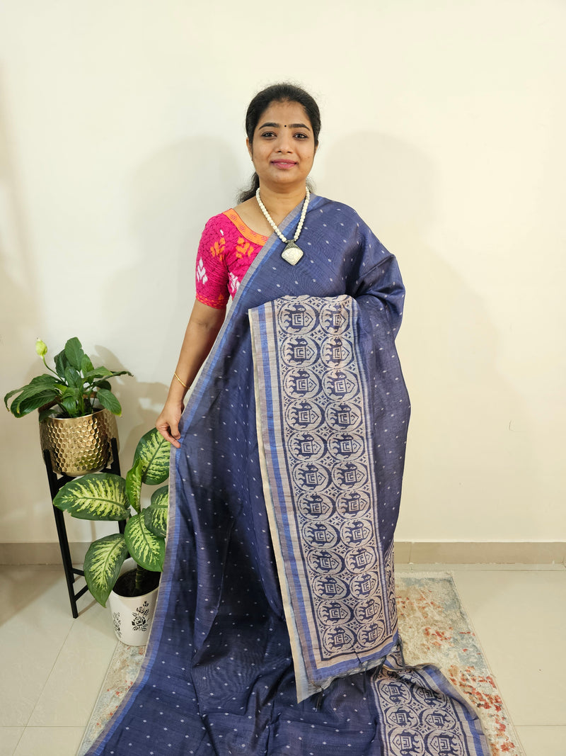 Semi Ghicha Digital Printed Saree - Blue