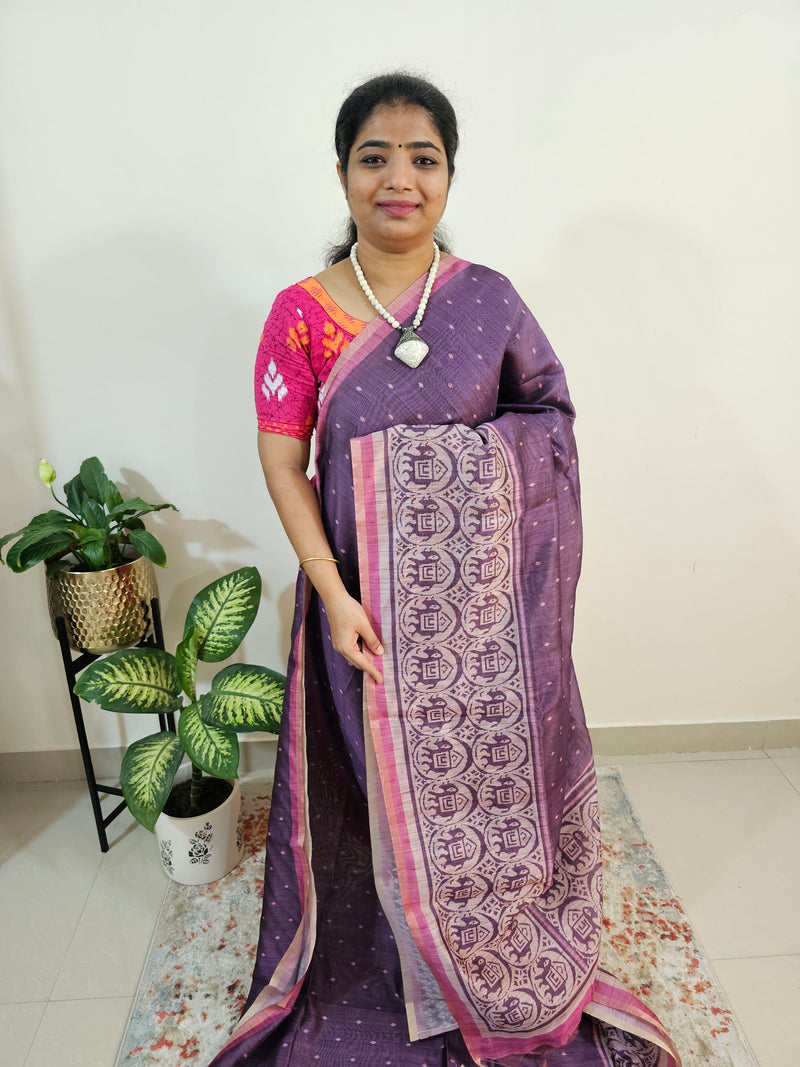 Semi Ghicha Digital Printed Saree - Purple