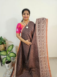 Semi Ghicha Digital Printed Saree - Brown