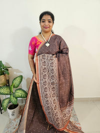 Semi Ghicha Digital Printed Saree - Brown