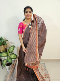 Semi Ghicha Digital Printed Saree - Brown