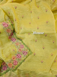 Premium Crushed Designer Soft Saree  -  Green