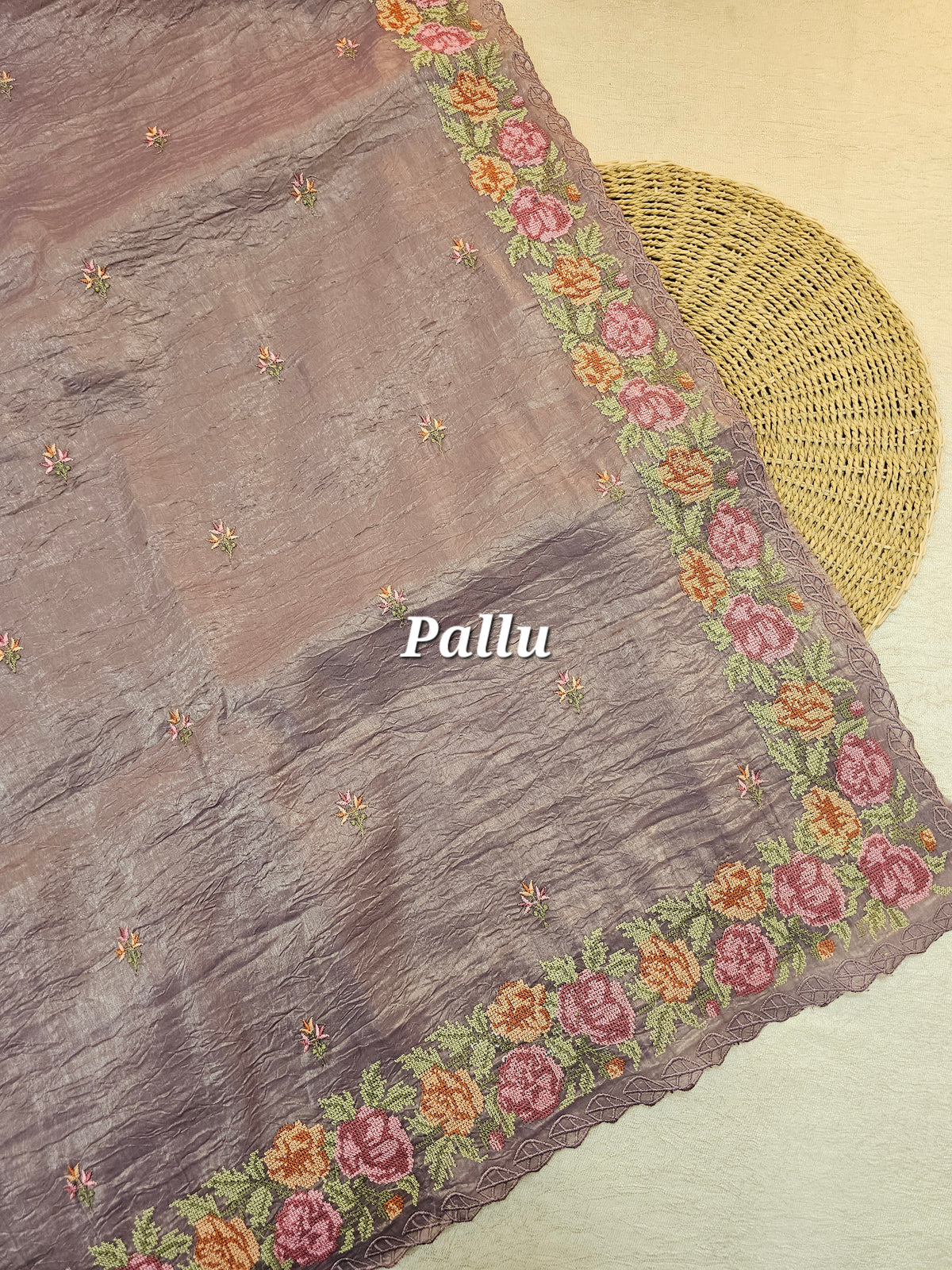 Premium Crushed Designer Soft Saree  - Lavender