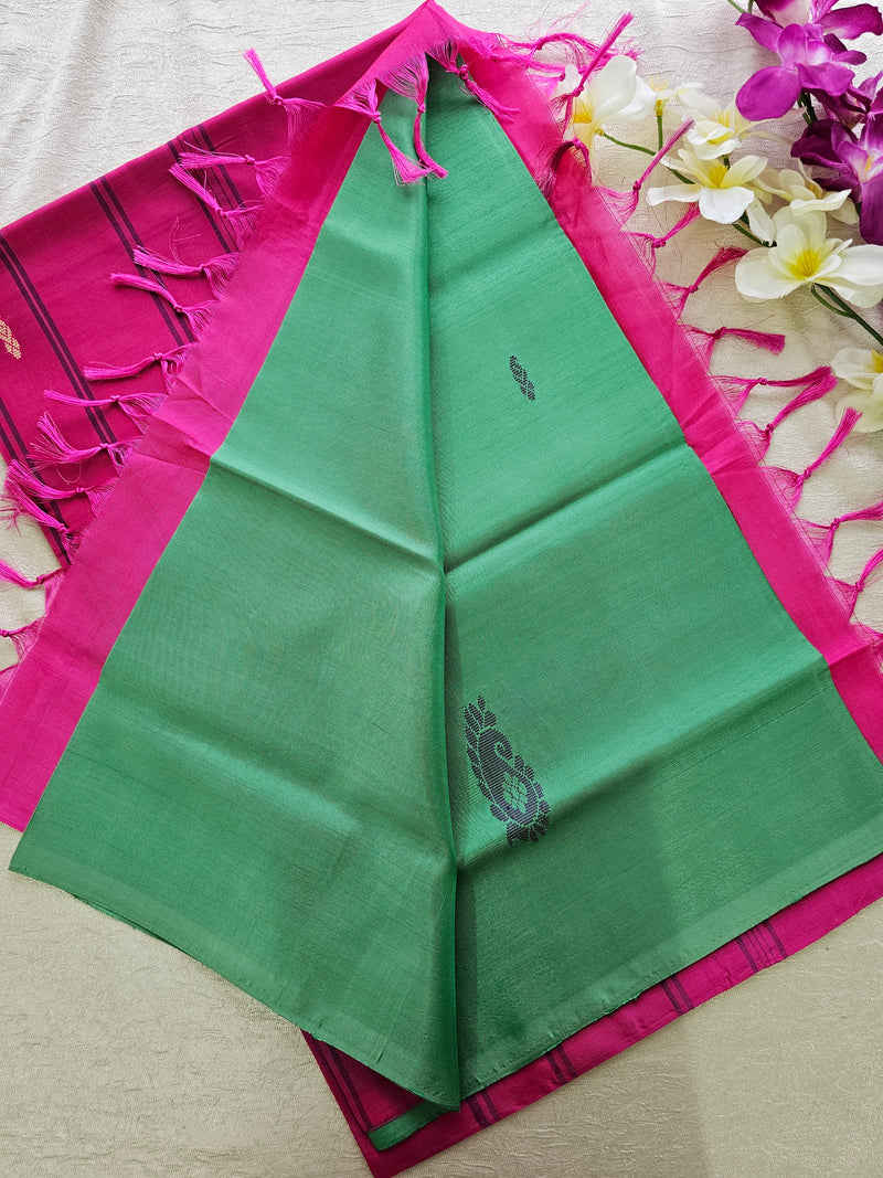 Sea Green with Pink Chinnalampattu Saree