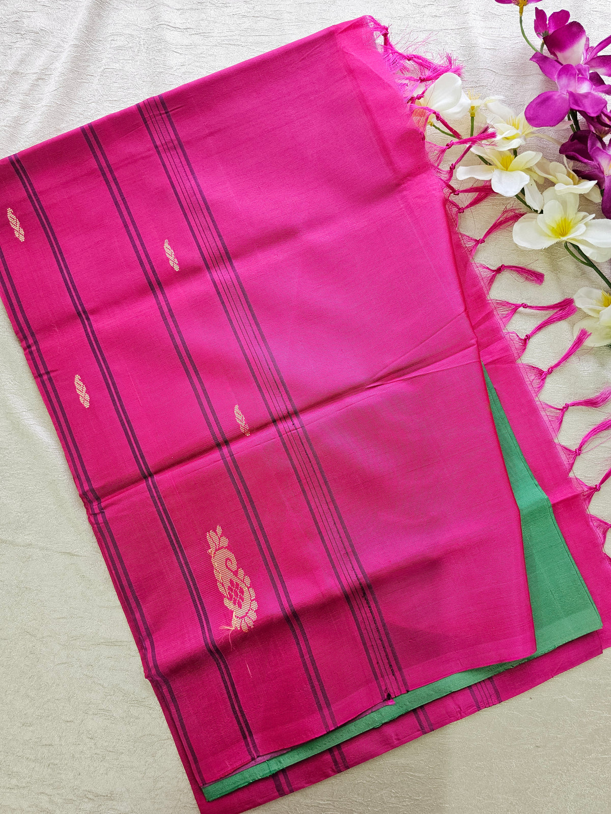 Sea Green with Pink Chinnalampattu Saree