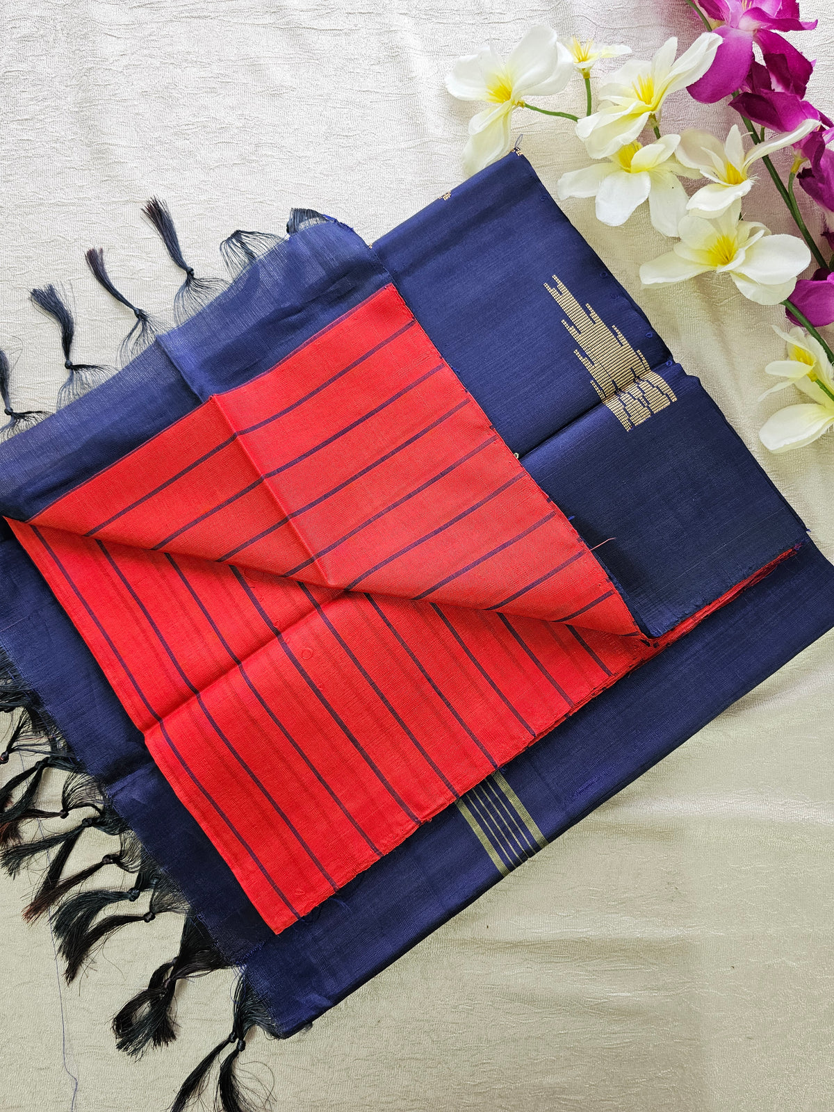 Red with Navy Blue Chinnalampattu Saree