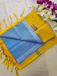 Pastel Blue with Yellow Chinnalampattu Saree