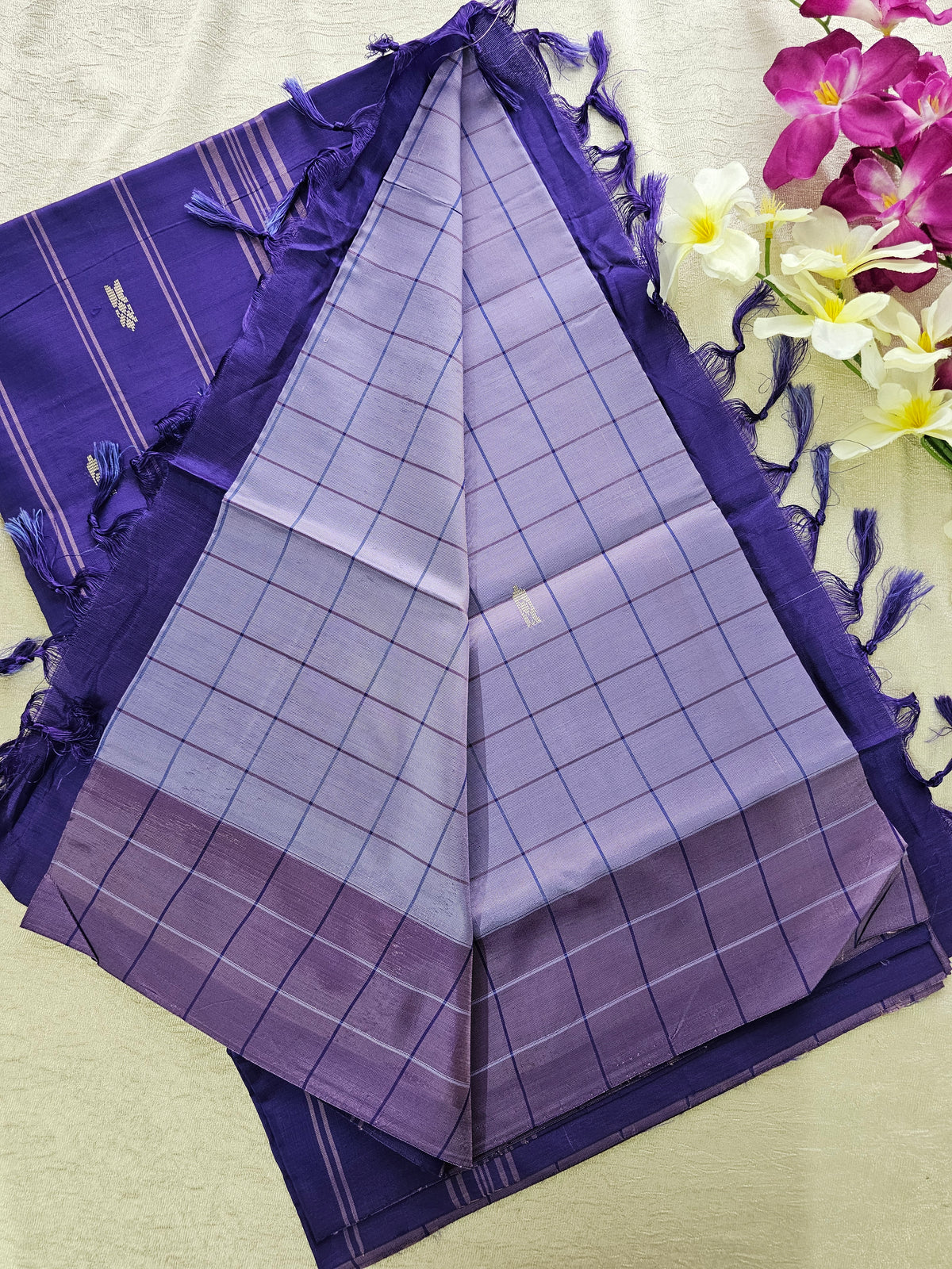 Lavender with Violet Chinnalampattu Saree