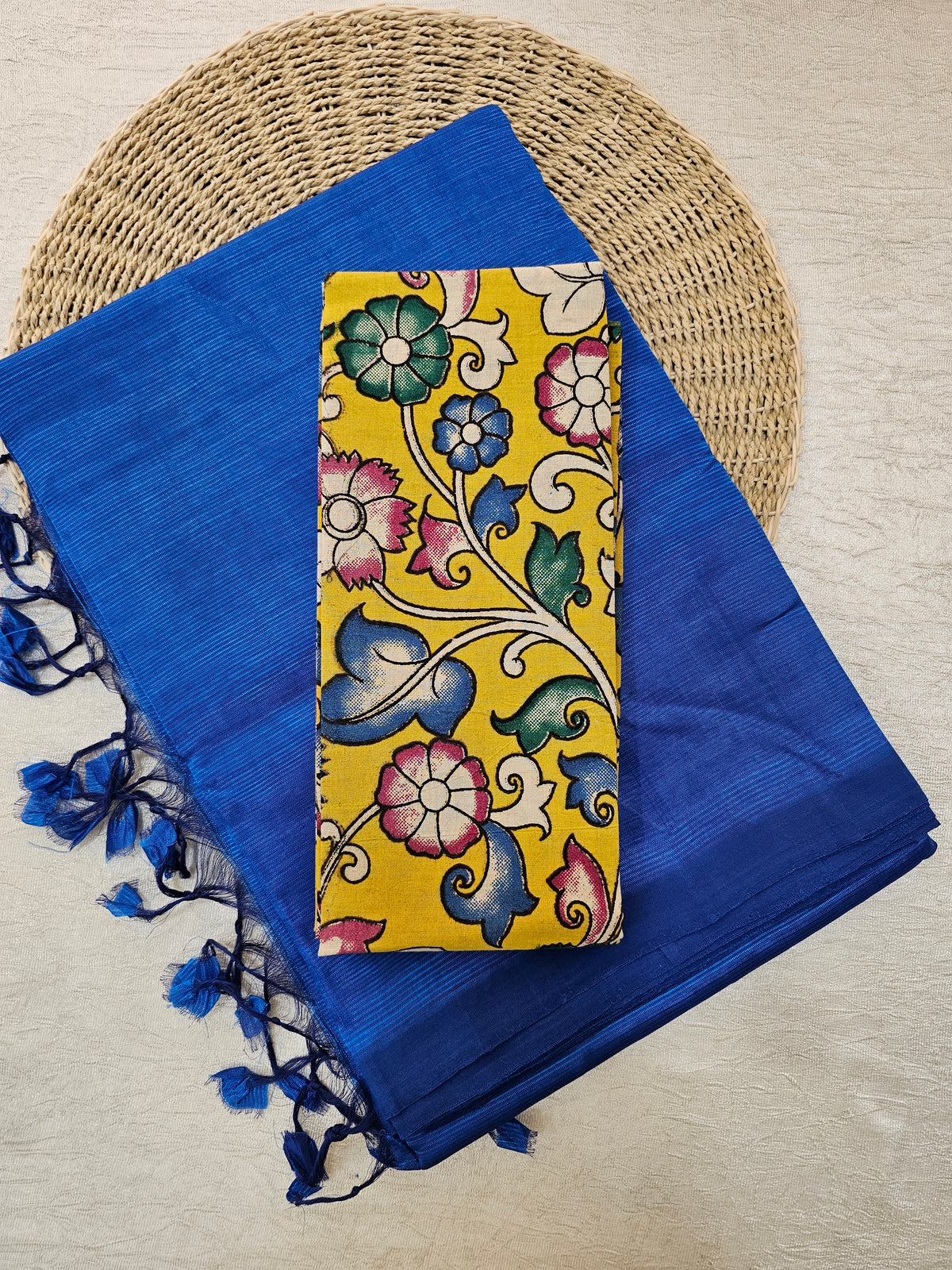 Handwoven Mangalagiri Plain Pattu Saree - Peacock Blue