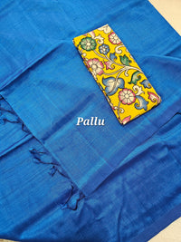 Handwoven Mangalagiri Plain Pattu Saree - Peacock Blue