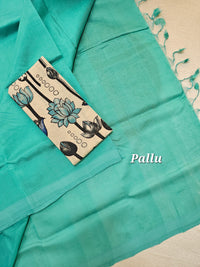 Handwoven Mangalagiri Plain Pattu Saree - Sea Green