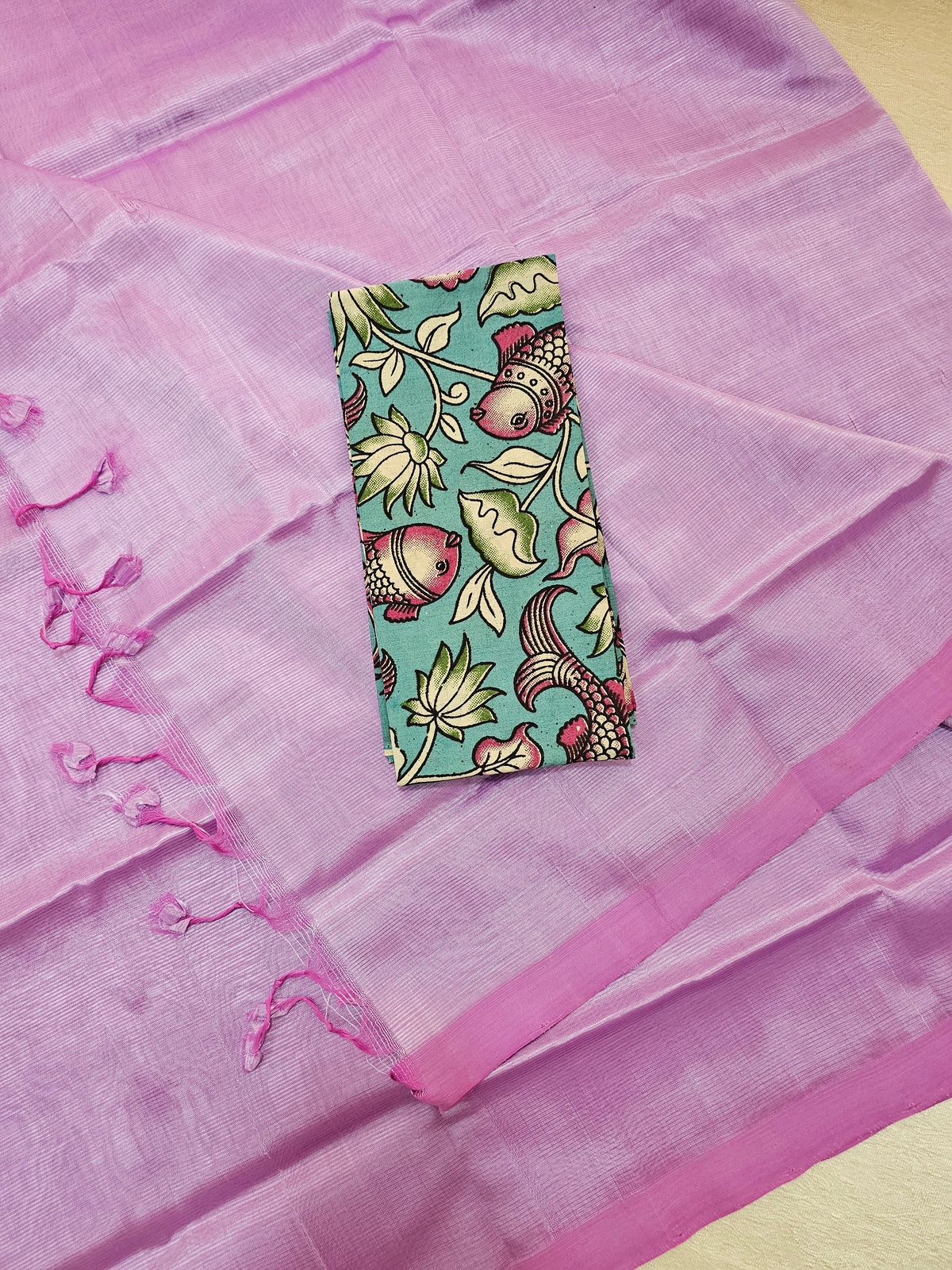 Handwoven Mangalagiri Plain Pattu Saree - Pink