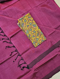 Handwoven Mangalagiri Plain Pattu Saree - Dark Magenta Pink