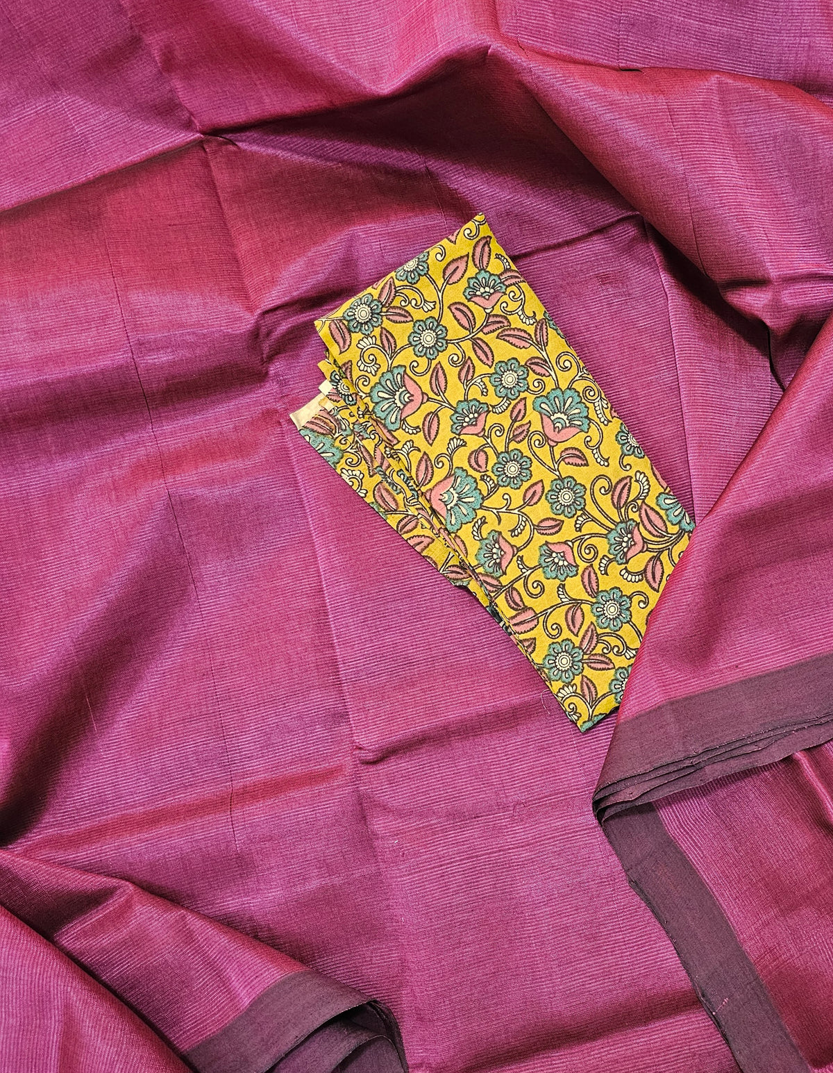 Handwoven Mangalagiri Plain Pattu Saree - Dark Magenta Pink