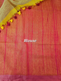 Ghicha Sequence Weaving Saree - Yellow with Pink