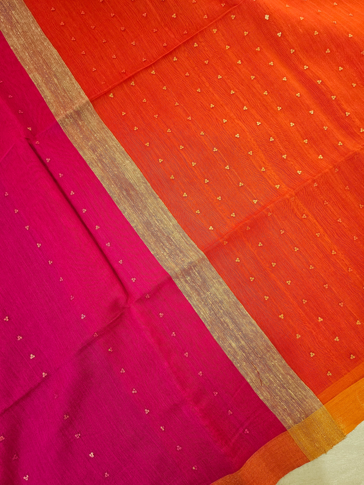 Ghicha Sequence Weaving Saree - Pink with Orange