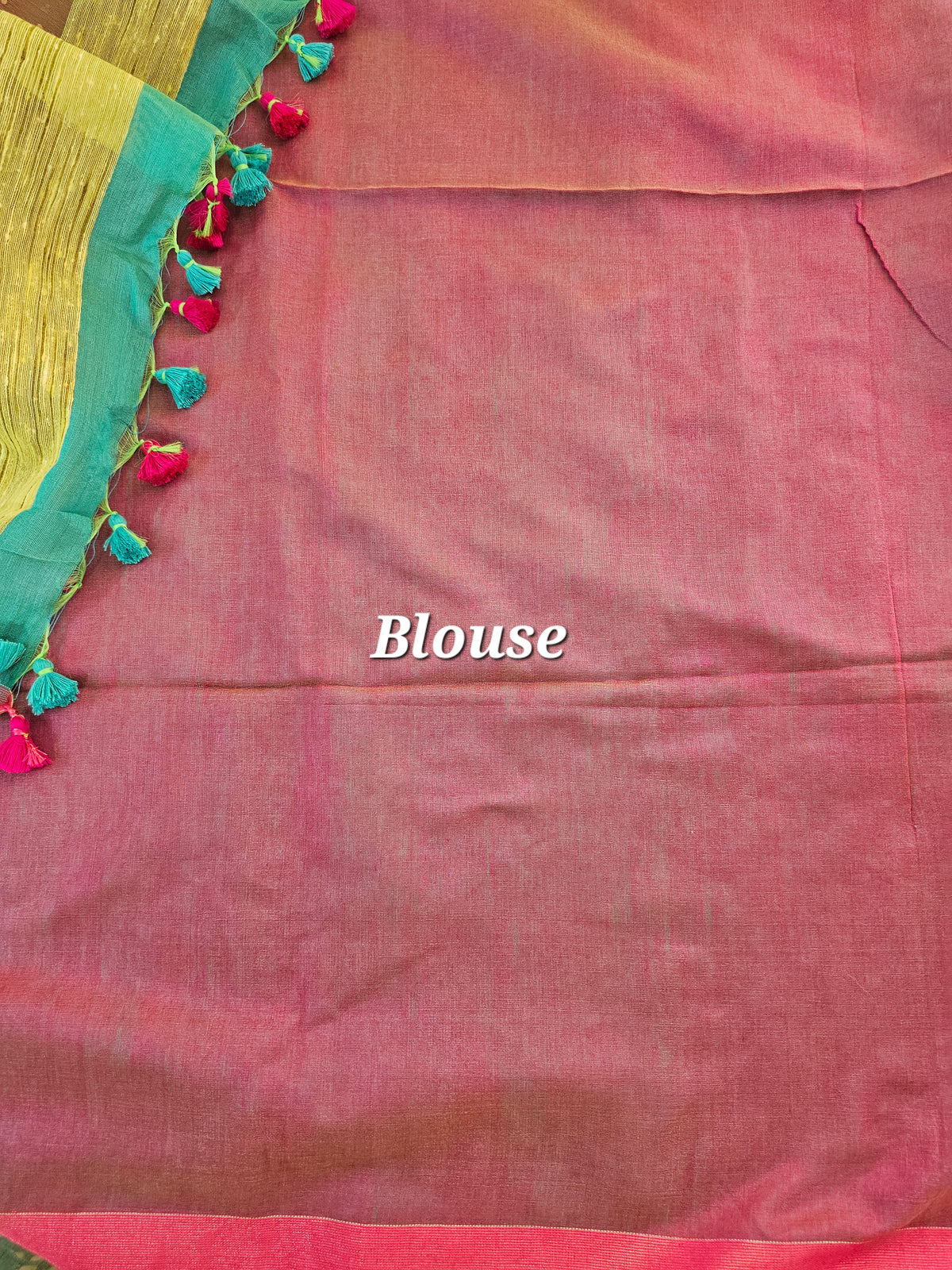 Ghicha Sequence Weaving Saree - Sea Green with Onion Pink