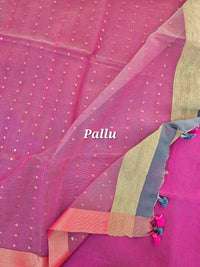 Ghicha Sequence Weaving Saree - Grey with Pink